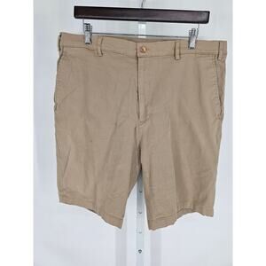 Britches by Samtex Mens Sz 38 Flat Front Chino Shorts Beige